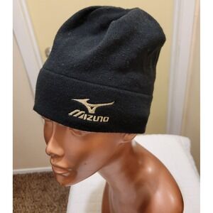 Mizuno Breath Thermo Beanie Black Midweight Thermal Knit Hat Running Golf Active